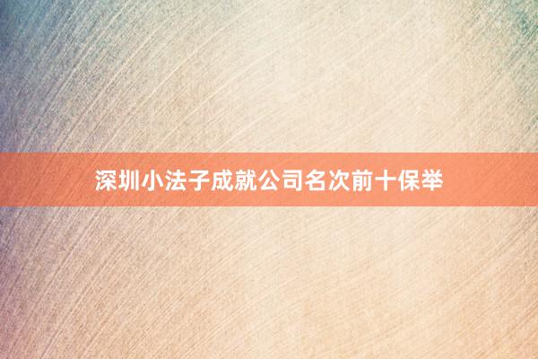 深圳小法子成就公司名次前十保举